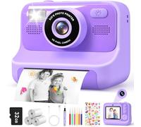 Subtail Kids Camera Instant Print - 2.4'' Instant Camera for Kids with 32GB Card | 3 Rolls Print Paper - 1080P Selfie Kids Digital Cameras - Birthday Kids Toys Gifts for Girls Boys Aged 3-12 - Purple