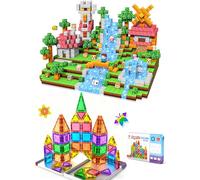 Subtail Magnetic Blocks Set - Two Boxes，Contains 216 Magnetic Building Blocks and 54 Mini Travel Magnetic Building Blocks