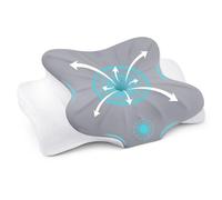 Subtail Memory Foam Pillow - Neck Pillow Sleeping Pillows Comfortable Ergonomic Cervical Pillow Side Back Stomach Sleeper Cooling Pillow with Removable Cover, Grey