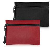 SUBTAVIK 2 Pcs Coin Purse, Zipper Coin Purse Women Oxford Cloth Small Coin Pouch Girl Boys Portable Mini Coin Pouch for Women Men (Black+Red)