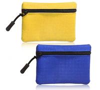 SUBTAVIK 2 Pcs Zipper Coin Purse, Oxford Cloth Small Portable Mini Pouch for Women Men Girls Boys (Yellow+Blue)
