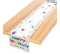 SUBTAVIK Happy Birthday Table Runner, Colorful Confetti Dot Birthday Table Decoration, Polyester, Birthday Theme, Multicolor