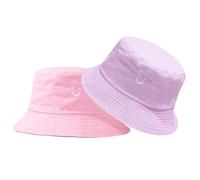 SUBTAVIK Kids Sun Hat - Smile Face Reversible Bucket Hat for Boys and Girls, Wide Brim, Double Sided Breathable for Toddlers 2-8 Years, Pink/Purple