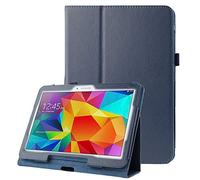 subtel Book Tablet Case with Stand Compatible for Samsung Galaxy Tab 4 10.1 (SM-T530/SM-T531/SM-T533) Synthetic Leather Protective Folding Flip Folio Wallet Tri Fold Bookcase Cover Sleeve - Dark Blue