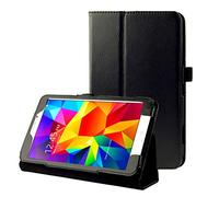 subtel Book Tablet Case with Stand Compatible for Samsung Galaxy Tab 4 8.0 (SM-T330 / SM-T331 / SM-T335) Synthetic Leather Protective Folding Flip Folio Wallet Tri Fold Bookcase Cover Sleeve - Black
