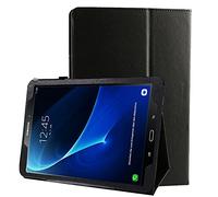subtel® Book Tablet Case with Stand Compatible for Samsung Galaxy Tab A 10.1 / A6 (SM-T580 / SM-T585) Synthetic Leather Protective Folding Flip Folio Wallet Tri Fold Bookcase Cover Sleeve - Black