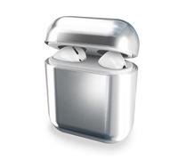 subtel Case Cover Compatible for AirPods 1, AirPods 2 Cases - Protective Plastic Hard Shell Charging Case Skin Portable & Shockproof w/Sync Button & LED Cutout - Silver/Chrome