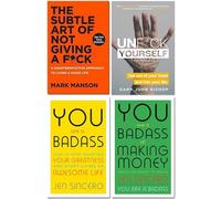 Subtle art of not giving a fck [hardcover], unfck yourself, you are a badass, you are a badass at making money 4 books collection set
