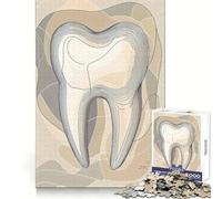 Subtle Beige Tooth Design 1000 Piece Jigsaw Puzzles for Adults Jigsaw Think Toy Calm Relax Clean Cut Wall Art Decor 38x52cm