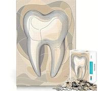 Subtle Beige Tooth Design 1000 Piece Jigsaw Puzzles for Adults Jigsaw Think Toy Calm Relax Clean Cut Wall Art Decor 38x52cm