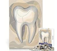Subtle Beige Tooth Design 1000 Piece Jigsaw Puzzles for Teenagers Smart Game Bonding Time Image Assembly Fine Art Piece 50x75cm