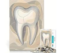 Subtle Beige Tooth Design 1000 Piece Jigsaw Puzzles for Teenagers Smart Game Bonding Time Image Assembly Fine Art Piece 50x75cm