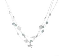 Subtle Coastal Necklace Featuring Starfish Motif Shell Components and Pearls Integrated into a Multi-Strand Copper Frame (01)