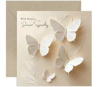 Subtle Deepest Sympathy Card - Not 3D Card - Cream Butterfly Art - Elegant Thinking of You Cards for Friends and Family Experiencing Loss of a Loved One - Bereavement, Condolences
