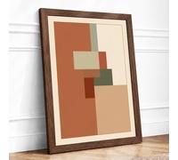 Subtle Geometry Minimalist Framed Wall Art Print A4 Walnut | Ready to Hang, Premium Gi Paper, Fade-Resistant Inks, Securely Packaged, UK Made