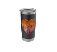 Subtle Lesbian Pride Flag Heart-Shaped Leaf Vintage Stainless Steel Insulated Tumbler
