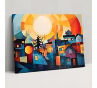 Suburban Sunset Canvas Print - Harlem, Canvas Wall Art, Home Decoration, Modern Abstract Painting, 36" x 24"