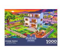 Suburban Villa Jigsaw Puzzles Puzzles for Adults Kids. 1000 Piece Garden Retreat Impossible Challenge Toy Educational Games Home Decoration for Educational Games Gifts 38x26cm/1000pcs