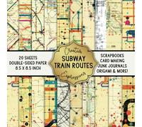 Subway Train Routes Patterned Double-Sided Craft Paper, 8.5" Square: Decorative Specialty Paper for Scrapbooks, Junk Journals, Origami, Cardmaking