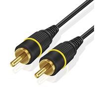 Subwoofer S/PDIF Audio Digital Coaxial RCA Composite Video Cable (50 Feet) - Gold Plated Dual Shielded RCA to RCA Male Connectors - Black
