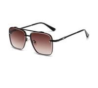 SUBX New Gradient Sunglasses for Men Fashion Metal Big Frame Sun Glasses Brand Design Luxury-Black Tea