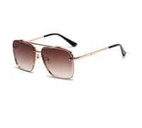 SUBX New Gradient Sunglasses for Men Fashion Metal Big Frame Sun Glasses Brand Design Luxury-Gold Tea