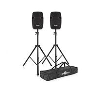 SubZero PA Speakers System Pair with Stands 8 Inch | Portable System with Two 8-Inch Speakers, Defined Clear Sound, Bluetooth SD and USB Media Player, Rugged Housing