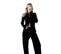 SUBZY Molly Mae Ribbed Button Top Trouser Set for Women 2-Piece Lounge & Casual Wear Outfit Perfect for Travel, Daily Wear, or Relaxing at Home (Black, M/L)