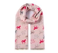 SUBZY Women's Plain and Printed Scarf Stylish Winter Accessories Soft, Cozy Knit for Everyday Wear, Outdoor Activities, Travel & Gift Giving (Pink Horse, One Size Fits All)