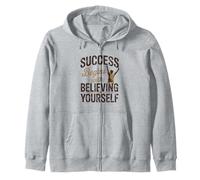 Success Begins With Believing In Yourself Illustration Zip Hoodie