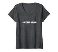 Success Bound V-Neck T-Shirt, Women, Dark Heather Grey, XL