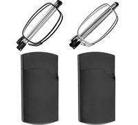 Success Eyewear Reading Glasses 2 Pair Black And Gunmetal Readers Compact Folding Glasses For Reading For Men And Women Case Included Bundle: Set Of Black And Gunmetal With 2 Cases 2.5