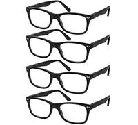 Success Eyewear Reading Glasses Set Of 4 Black Quality Readers Spring Hinge Glasses For Reading For Men And Women 1.5