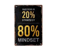 Success Is Strategy Mindset Pattern Print Retro Metal Tin Sign, Vintage Decor Art Poster for Bar, Home, Man Cave, Kitchen, Laundry Room Gift 8x12Inch