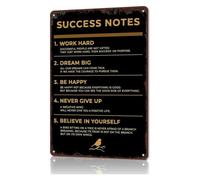 Success Mindset Decor Metal Sign Gift 12x8 Inch