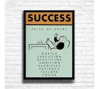 Success - Mono poly themed Motivational Inspirational Quote Art Wall Art Print Picture Home Decor A3, A4 Size frame options (A4 Framed (Black))