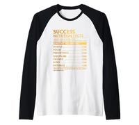 Success Nutrition Facts Ingredients Entrepreneur Motivation Raglan Baseball Tee