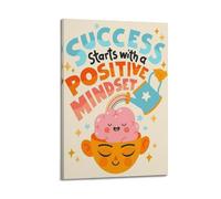 Success Starts with A Positive Mindset Wall Art, Brain-themed Print, Inspirational Poster, Optimistic Canvas Picture Artistic Wall Mural Modern Hanging Decor Poster08x12inch(20x30cm)