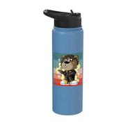 Successful Well-Dressed Bear with Stylish Clothes Smokes Stainless Steel Insulated Water Bottle
