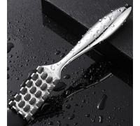 SUCCFLY Fish Scaler Stainless Steel, Premium Fish Scale Remover Integrated Casting, Heavy Duty Wedge-Shaped Sawtooth Fish Descaler Tool, Ergonomic Handle Fish Scaler Remover No Mess, Fish Scaler Tool