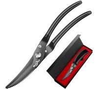 SUCCFLY Kitchen Shears Heavy Duty, Premium Kitchen Scissors Stainless Steel, 8.8" Poultry Shears Ultra Sharp for Bone Chicken Meat, Food Scissors Anti-Slip Handle, Black Titanium Plated, Spring Loaded