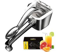 SUCCFLY Lemon Squeezer Stainless Steel, Manual Juicer Citrus Lime Orange Fruit Squeezer Heavy Duty Ergonomic Handle Labor-saving Large Capacity Juice Press Hand Handheld Juicer (5 Year Warranty)