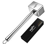 SUCCFLY Meat Tenderizer Stainless Steel, Heavy Duty Meat Hammer, Kitchen Meat Mallet 1.65LB Meat Pounder Flatterner Weighted Hammer Extended Handle for Labor-Saving Chicken Steak Meat Tenderizer Tool
