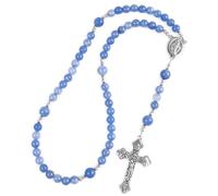 Succour7 Handmade Catholic Rosary Beads with Miraculous Medal and Holy Trinity Crucifix - 8mm Decade Beads - 10mm Mystery Beads - for Men, Women and Children, M, Agate beads, Agate