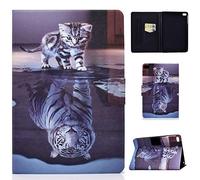 Succtop iPad 5th/6th Generation Case PU Leather Flip Wallet Cover Auto Sleep/Wake Function Smart Protective Cover for Apple iPad 2017/2018 9.7 Inch/iPad Pro 9.7"/iPad Air/iPad Air 2 Cat and Tiger