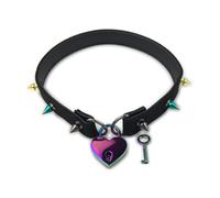Succuba Padlock Choker Collar Necklace with Key Lolita Collar Cat Kitty Velvet Necklace with Lock and Key for Women and Men, Velvet