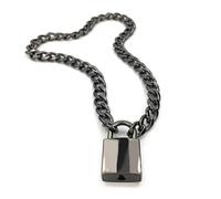 Succuba Padlock Necklace Chain Collar Choker with Two Keys and Box for Women, Men and Pet, Metal, not known