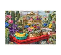 Succulent Afternoon Dreams 1000 Pieces Art Puzzle for Adults, Beautiful Green Plant Design, Relaxing Meditation Game for Home, Completed Size 30x20 in