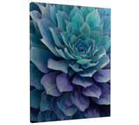Succulent Blue Green Canvas Wall Art, Teal Violet Floral Poster Prints, Abstract Home Decor for Living Room, Bedroom, Office, Wrapped Canvas 12x16 Inch