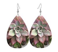 Succulent Botanical Earrings for Women Teardrop Dangle Earrings Boho Lightweight Unique Leather Earrings Fashion Pendant for Birthday Gift Fashion Jewelry